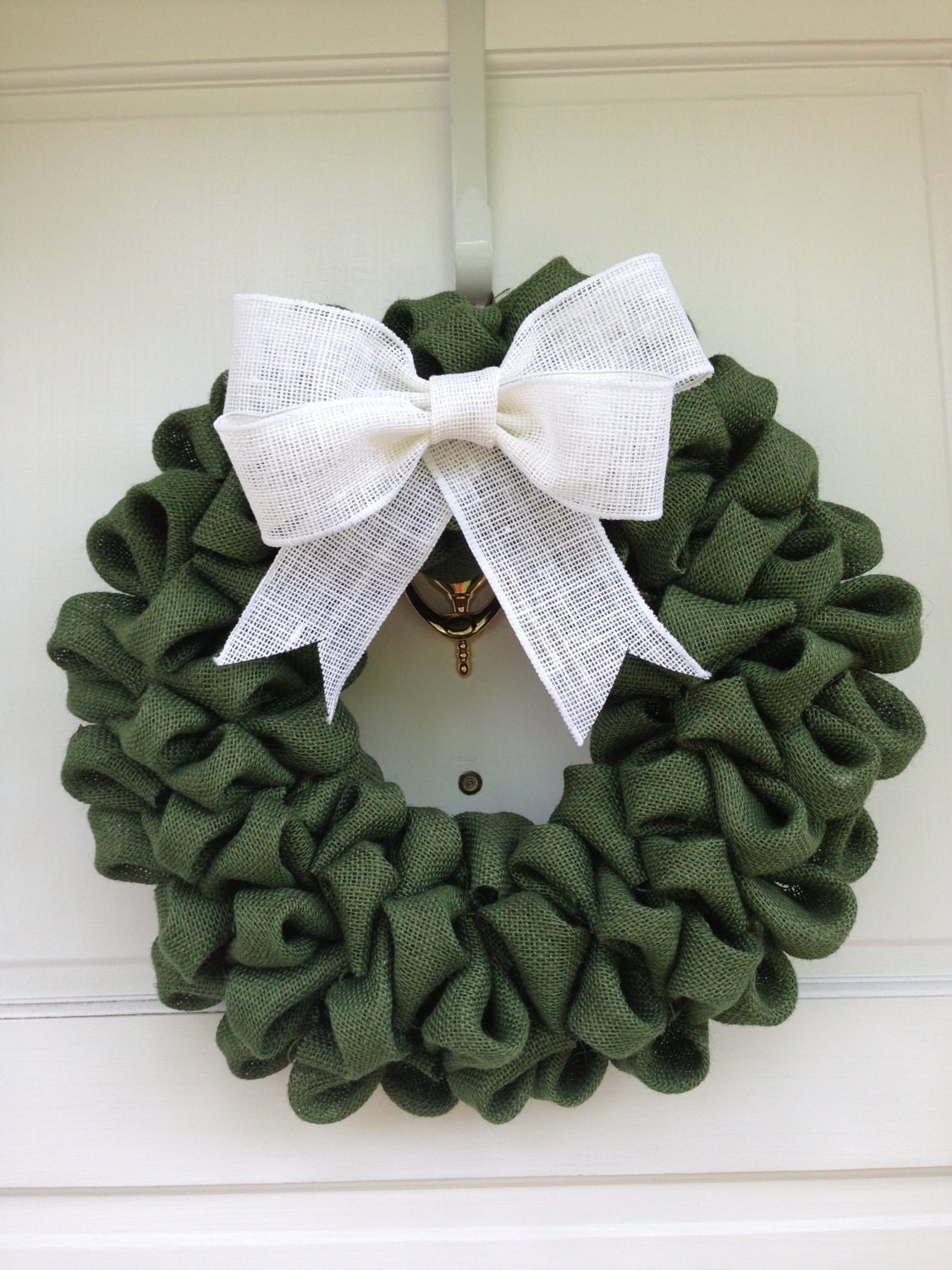14" Green Burlap Wreath with Double Loop Burlap Bow