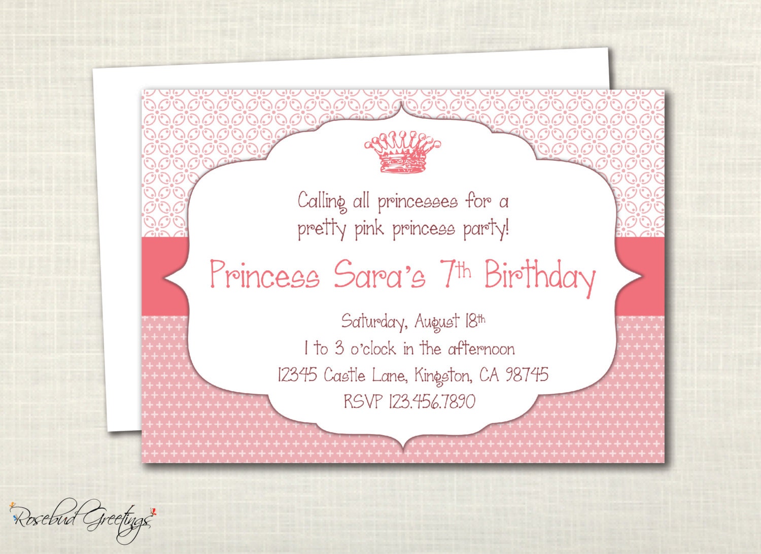 Princess Birthday Party Invitation - pink, gold, lavender, purple, Tiffany blue, royal, crown, pretty - digital file, printable Il_570xn