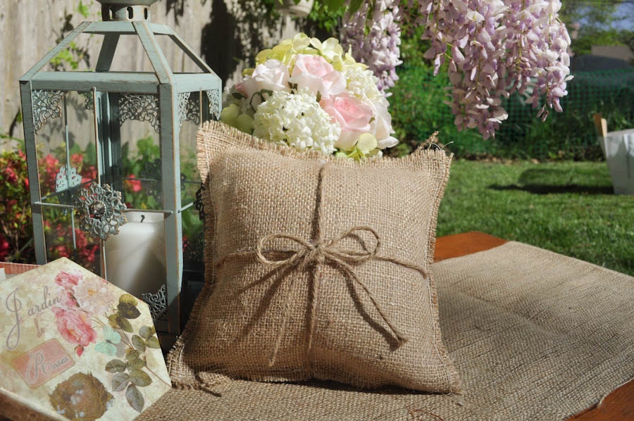 Burlap and Twine Ring Bearer Pillow