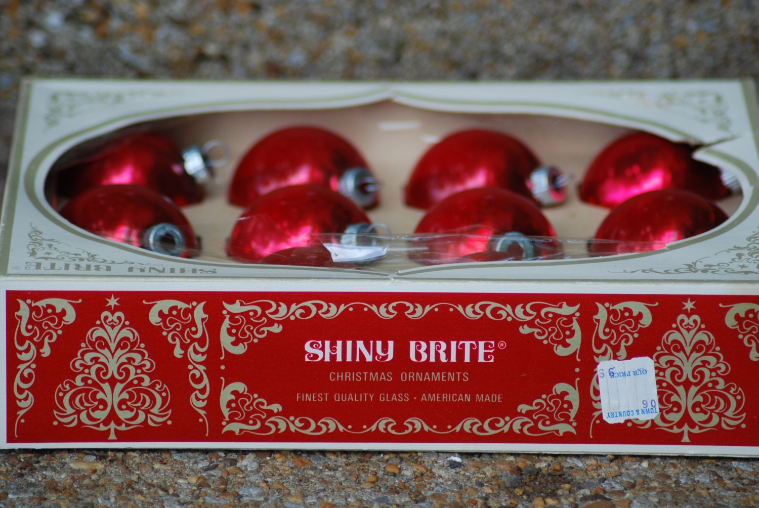 Shiny Brite Christmas Ornaments, Set of 12 in Original Box, Red Glass, Vintage