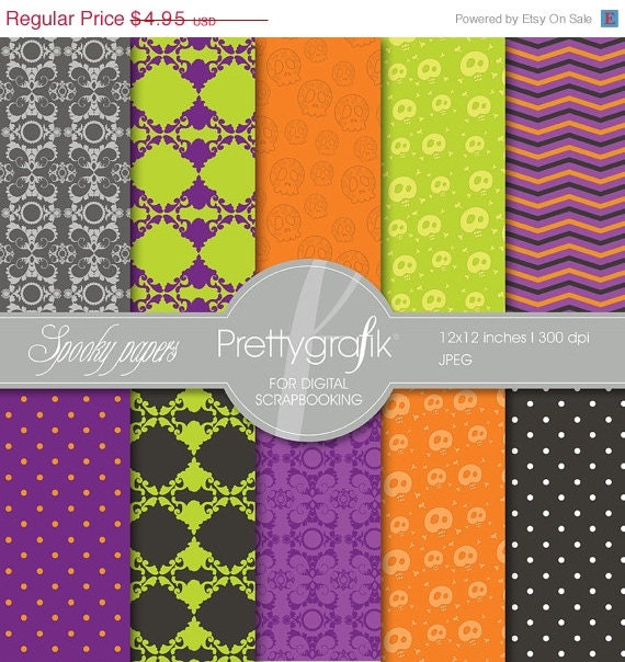 60% OFF Memorial weekend Halloween digital papers scrapbook set - PGPSPK549 Il_170x135