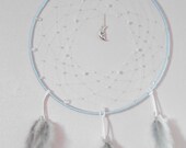 NEW Moon Dreamcatcher - Wall Decor - Peaceful Dreamcatcher - Pale Blue, Silver and White - Native American Dream Cathers