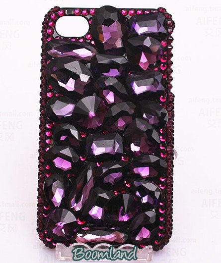 Purple Jewel iphone 4 case, iphone 5 case, iphone 4s case iphone 5 cover, cell phone case, iphone hard case iphone cover case handmade