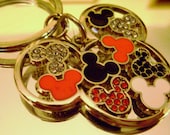 SALE Genuine Mickey Mouse keychain from Florida Disneyworld, Black, red and white on silver