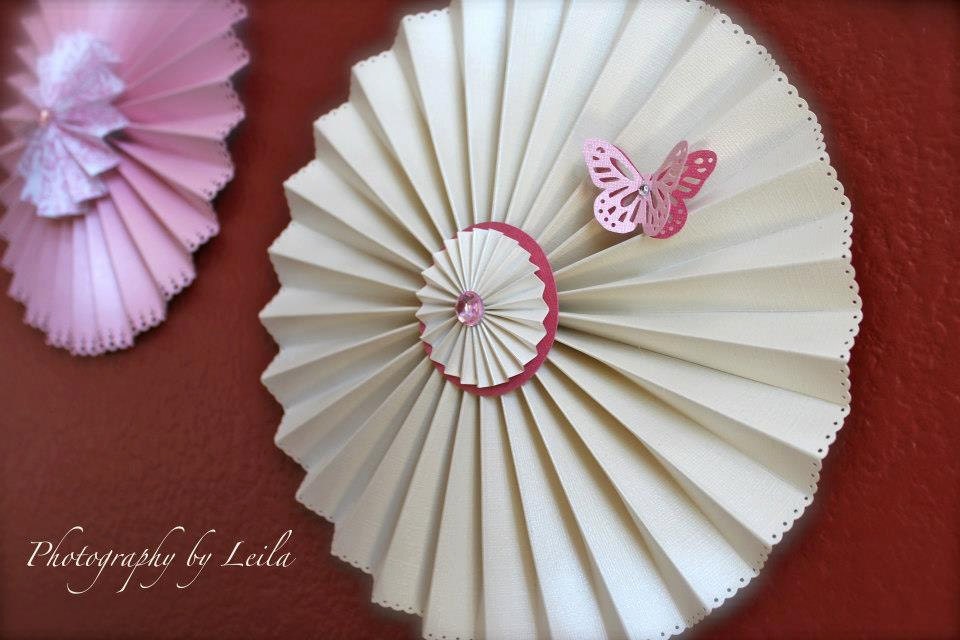 Ivory and Light Pink, fan flower/rosette/pinwheel custom party decorations for birthday/wedding/baby or bridal shower