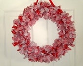 Peppermint Stripe Christmas Fabric Rag Wreath