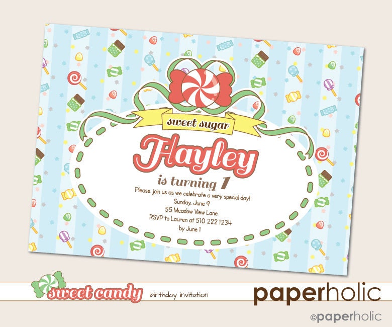 Sweet Candy Lollipop - Birthday Party Baby Shower Invitation - Customized Printable by Paperholic Il_170x135