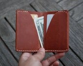 grams28 - Leather Wallet Card holder (hand stitched) Money Clip or gift idea wallet Cardholder (italian leather)