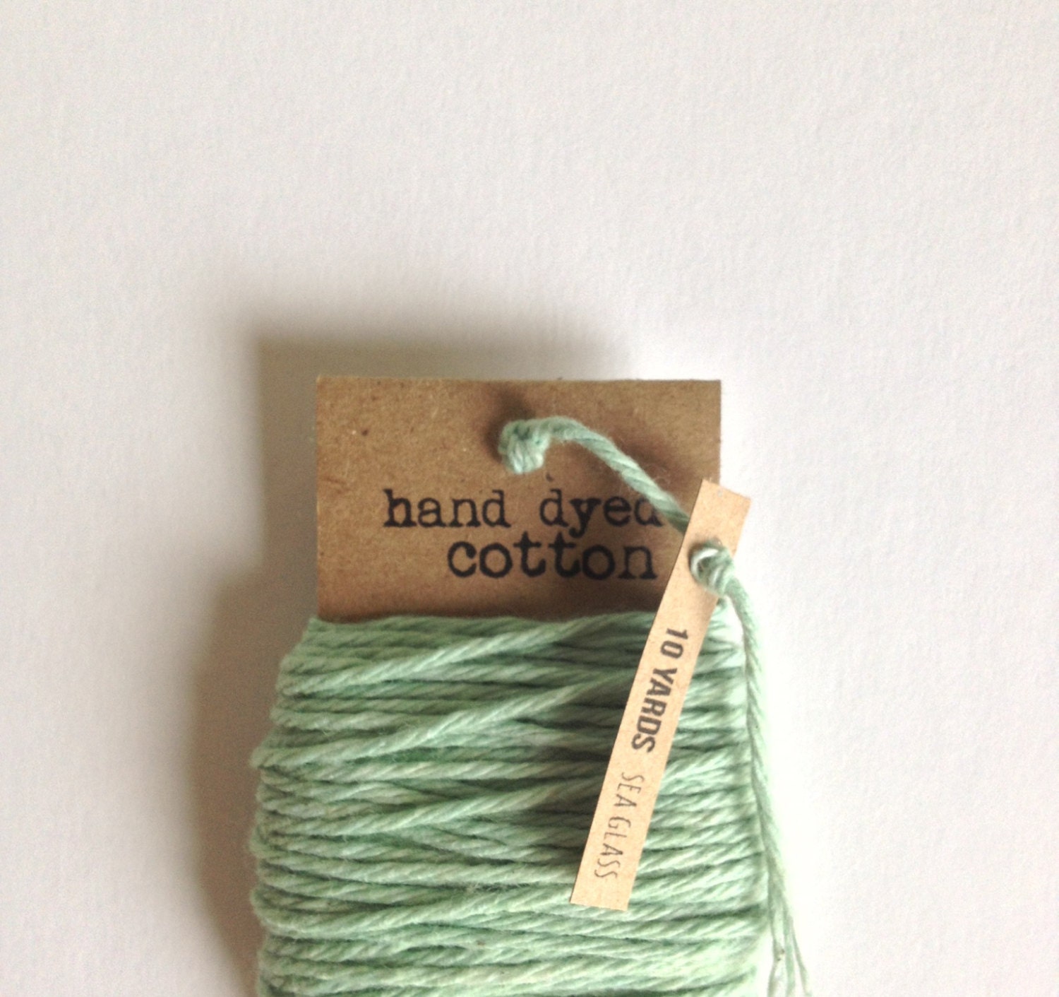 Hand dyed cotton twine - 10 yards - bakers twine - sea glass - 8 ply - scrapbooking supplies - knitting yarn - cotton twine