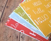 Hello greeting cards - thank you cards - set of 4 - eco friendly cotton cards - stationery set - modern fun cards