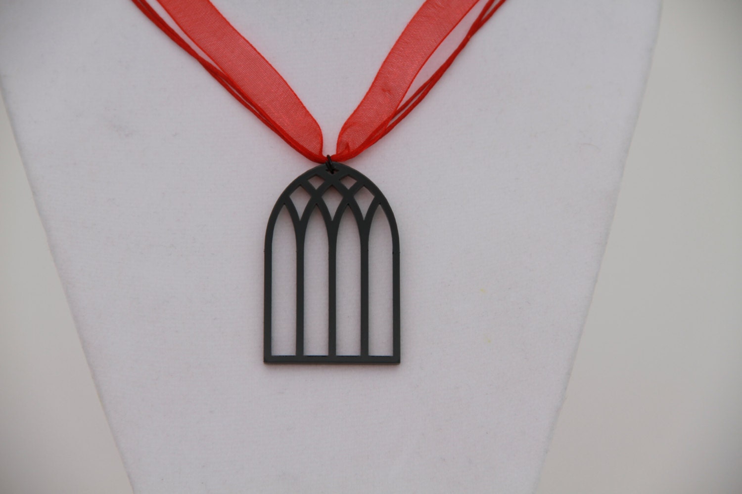 Cathedral Window Necklace and Earring Set - Red or Blue Ribbons