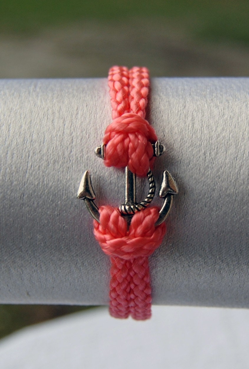 Nautical Coral Rope Anchor Bracelet