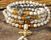 Free Shipping - Tibetan Buddhist Xingyue Pu Tizi 108 natural white retro, Mara charm bracelet / rosary necklace