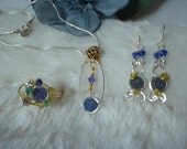 Druzy Quartz Necklace, Earring, and Ring, wire wrap, wirewrap, wirewrapped