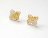 Ivory butterfly studs with gold details- Polymer clay jewelry- Elegant bridal jewelry- Spring earrings