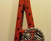 Personalized A (Ashley)  Initial Wood hanging Car Charms, Texas Tech, Bottlecap,College, Sports,