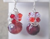 Purple Agate Crystal Earrings