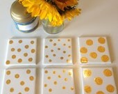 Gold polka dot coasters