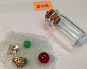 Treasure Hunt Tiny Glass Bottle Pendant Hide and Seek-Red Glass Bead, Chinese Jade Bead, Vintage Faceted Yellow Glass, Iron Pyrite