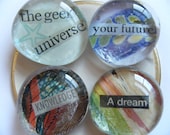 OOAK Geekery Recycled Materials Poetry Word geek universe future knowledge dream Magnets Inspirational Words Poet Magnet Glass Tile Set