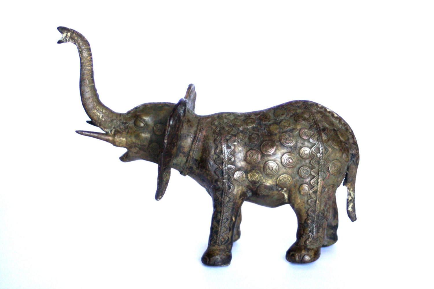 African Tribal Rare Antique Akan Ashanti Cast Bronze Large sculpture - Elephant - TheLostTreasure
