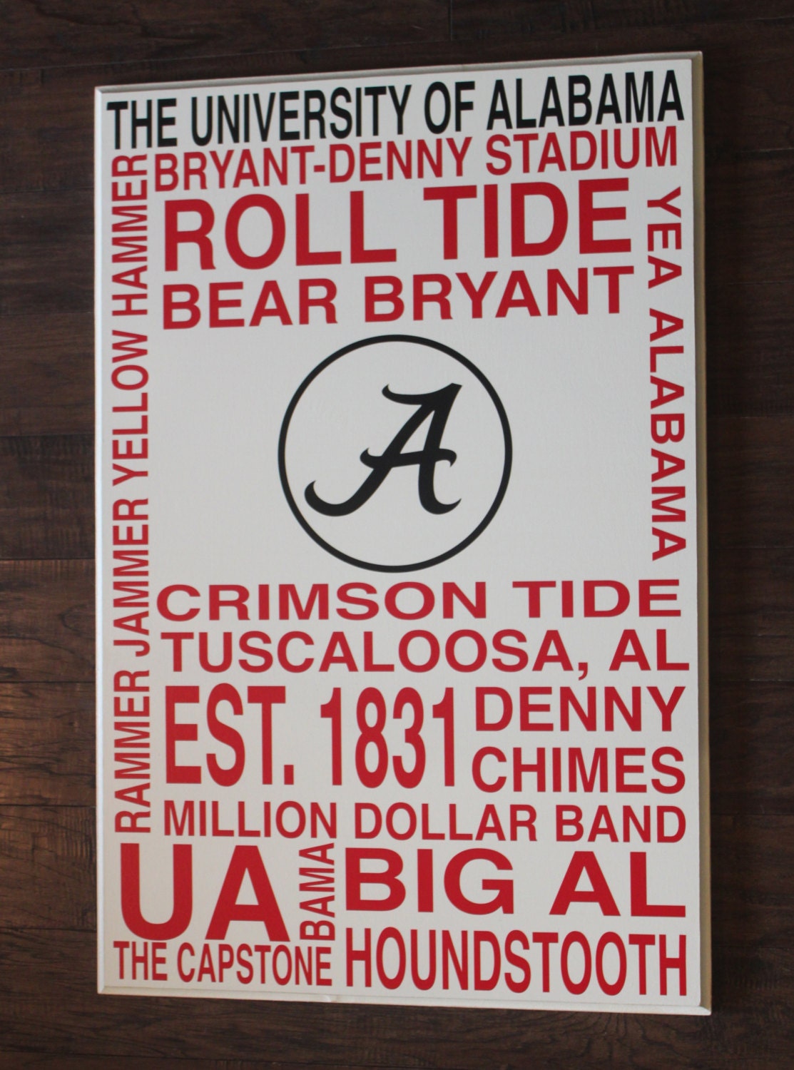 Alabama Roll Tide Crimson Tide board 12"x24"