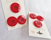 Red Buttons, Vintage, New Old Stock, Sewing Supplies, Craft, Haberdashery