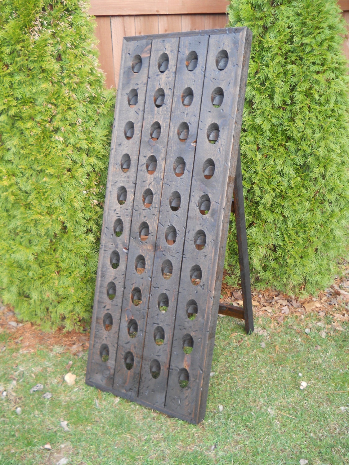 Distressed Dark Walnut Wine Rack, A-Frame French Riddling Rack, Wine Rack Storage, Pottery Barn Style Riddling Rack, 40 Bottle Riddling Rack