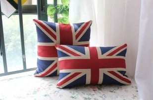 Decorative Linen Burlap Union Jack Cushion Cover Pillow Covers