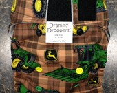 Little Tractor (John Deere print) cloth one size AI2 (all in two) pocket diaper with insert (optional snap closure)