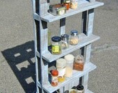 Rustic Style Spice Rack made from Reclaimed Oak Wood and hand paint distressed.