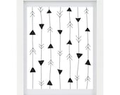 Hand Drawn Arrows, Digital Drawing, Arrows Illustration, Customise the arrowhead colour, shown in black and white. 8 x 10 Print