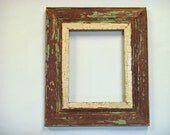 8x10 Early Homestead Beadboard, Reclaimed Wood Frame- Green with brown tones, chipped, and One-of-a-kind