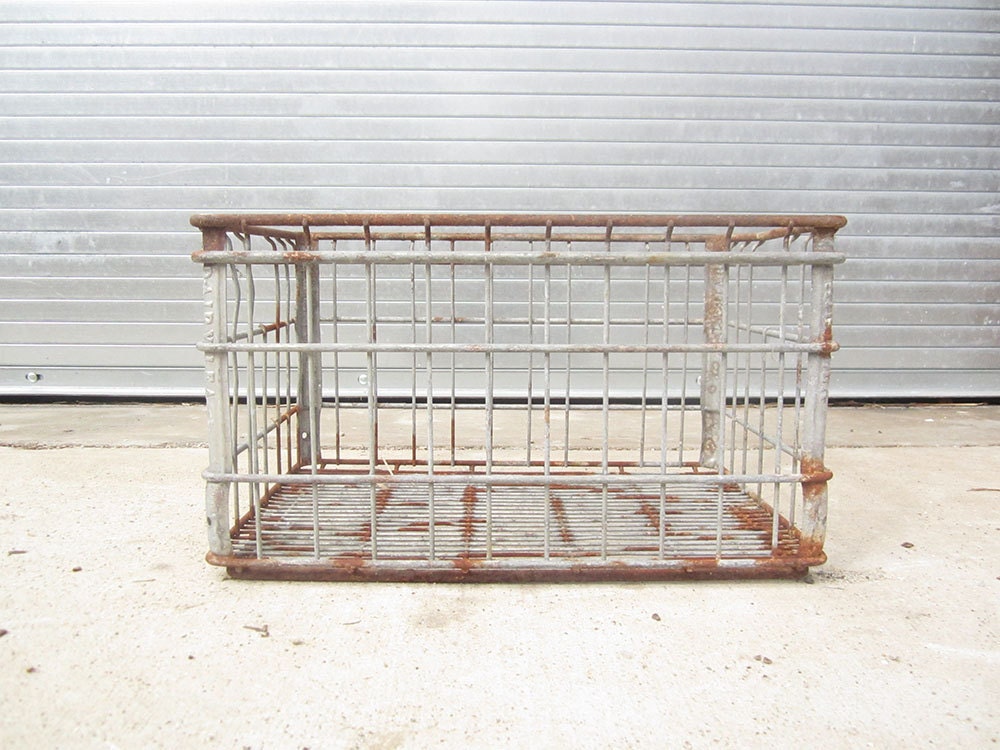 Vintage Metal Crate // Milk Crate // Industrial Crate