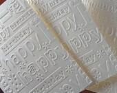 Set of 8 Happy Birthday Cards, Embossed Cards, Notecards, Stationery, Paper Goods, Handmade Cards