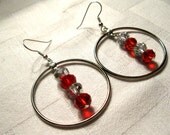 Fashionable large statement earrings with sparkly rondelles in the center- stainless steel ear wires