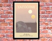 Retro Travel Poster - Star Wars - Tatooine - A3 Modern Vintage Sci Fi Geek Yoda R2D2 C3PO Obi Wan Jedi Typography Art Print