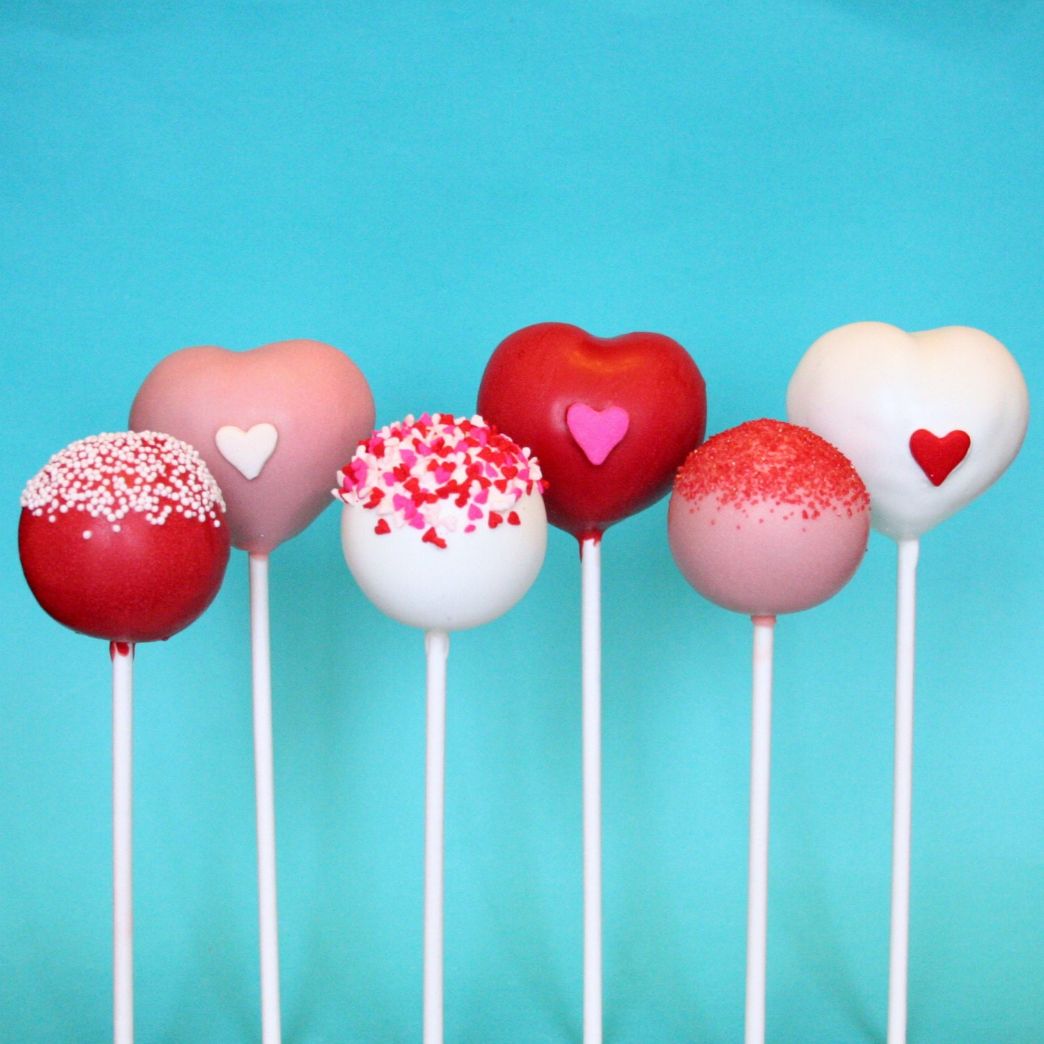 12 Valentine Heart & Sprinkle Cake Pop Assortment for Valentine's Day, wedding or party favors, or just spreading love and cheer