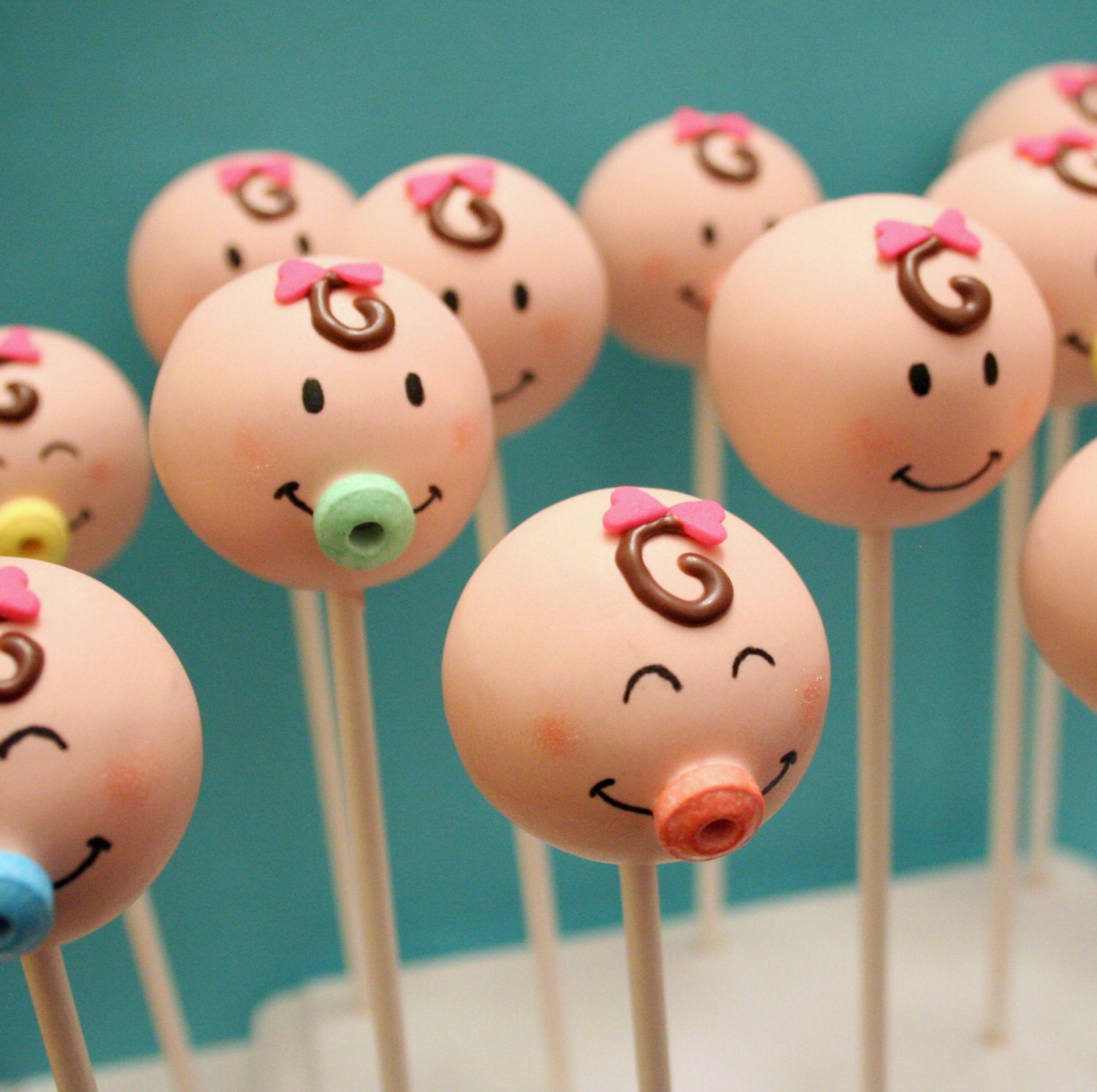 24 Baby Face Cake Pops - for baby shower, gender reveal party favor, newborn announcement, birthday