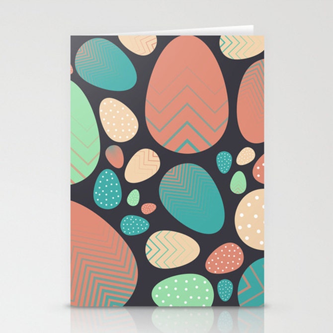 Pastel Easter Egg Stationery Set of 3 Cards By Pencil Me In FAST SHIPPING // Gray Pink Mint Teal Off White