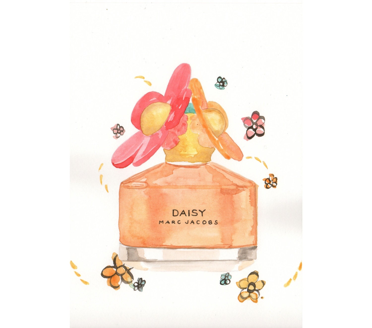 Marc Jacobs Daisy Sunshine Fragrance - Watercolor Perfume bottle illustration