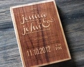 Engraved Wedding Invitation - Modern Wood Replica