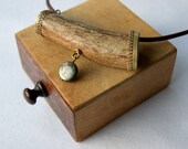 Deer Antler Pendant on Leather Necklet