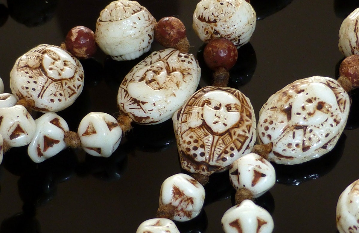 Guaranteed Earliest Neiger Czech Egyptian Glass Bead Necklace - Young Egyptian Prince Bead - Very Rare