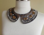 detachable imitation leather peter pan collar necklace beads bridal wedding christmas gift for her GREY nr. 48