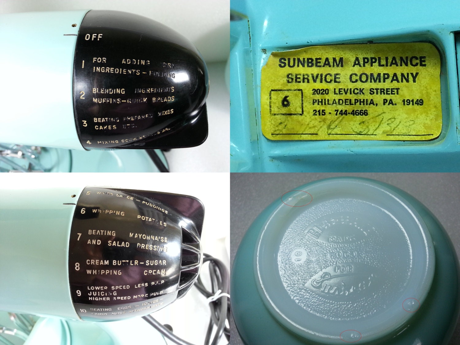 Vintage Turquoise 10 Speed Sunbeam - Model 11 Mixmaster Stand Mixer
