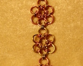 Antique Copper & brass Flowers Chainmail Bracelet