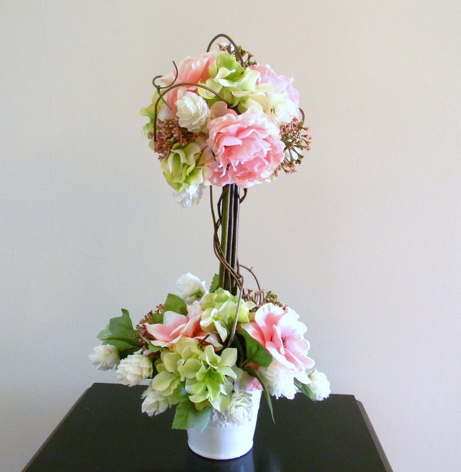 Silk flower topiary arrangements for weddings