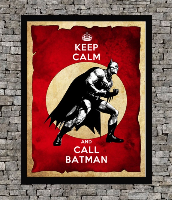 Batman- Keep Calm super hero collection retro minimalist movie art poster 11"x17" Antique paper page - Vintage movie paper art print poster.