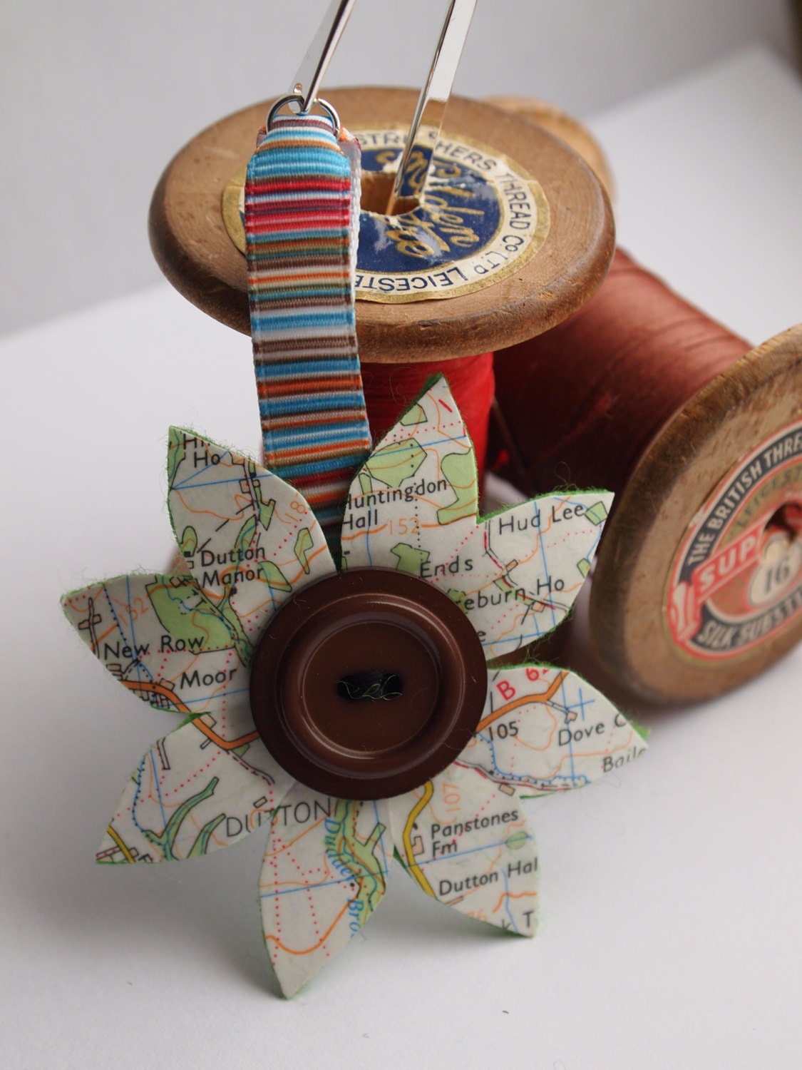 Upcycled Map Bookmark